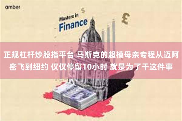 正规杠杆炒股指平台 马斯克的超模母亲专程从迈阿密飞到纽约 仅仅停留10小时 就是为了干这件事