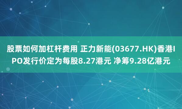 股票如何加杠杆费用 正力新能(03677.HK)香港IPO发行价定为每股8.27港元 净筹9.28亿港元