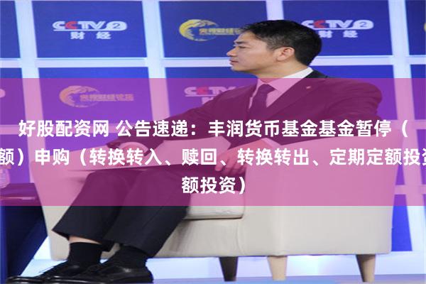 好股配资网 公告速递：丰润货币基金基金暂停（大额）申购（转换转入、赎回、转换转出、定期定额投资）