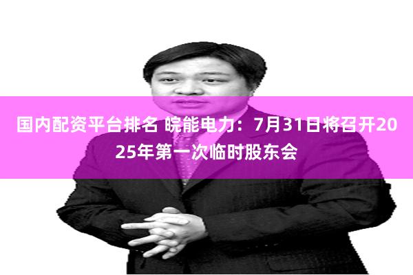 国内配资平台排名 皖能电力：7月31日将召开2025年第一次临时股东会