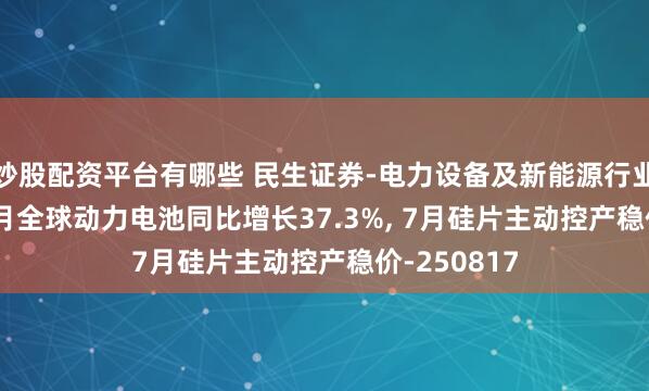 炒股配资平台有哪些 民生证券-电力设备及新能源行业周报: 1~6月全球动力电池同比增长37.3%, 7月硅片主动控产稳价-250817