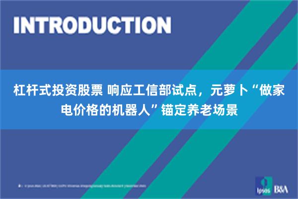 杠杆式投资股票 响应工信部试点，元萝卜“做家电价格的机器人”锚定养老场景