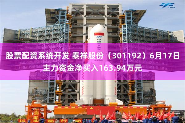 股票配资系统开发 泰祥股份（301192）6月17日主力资金净买入163.94万元