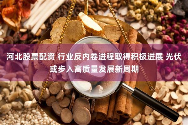 河北股票配资 行业反内卷进程取得积极进展 光伏或步入高质量发展新周期