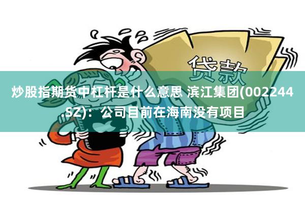 炒股指期货中杠杆是什么意思 滨江集团(002244.SZ)：公司目前在海南没有项目