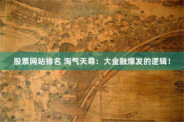 股票网站排名 淘气天尊:大金融爆发的逻辑!