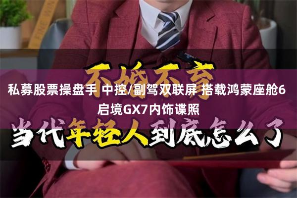 私募股票操盘手 中控/副驾双联屏 搭载鸿蒙座舱6 启境GX7内饰谍照